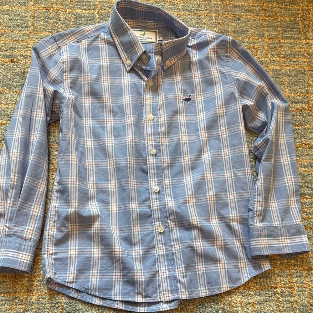 EUC Properly Tied youth small Blue Plaid Kids Shirt